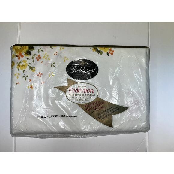 NOS Vintage Fieldcrest Full Flat Bed Sheet 81 X 104 Cotton Blend 70s 80s Retro - Picture 2 of 2